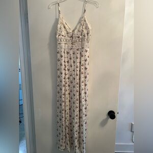 Free People Cream and Red Floral Maxi Dress